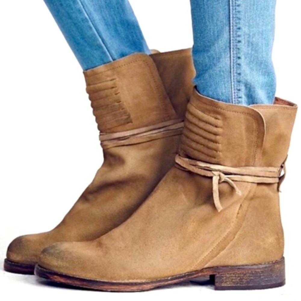Free People Cambridge Boot Wrap Distressed Suede NWOT SZ 39